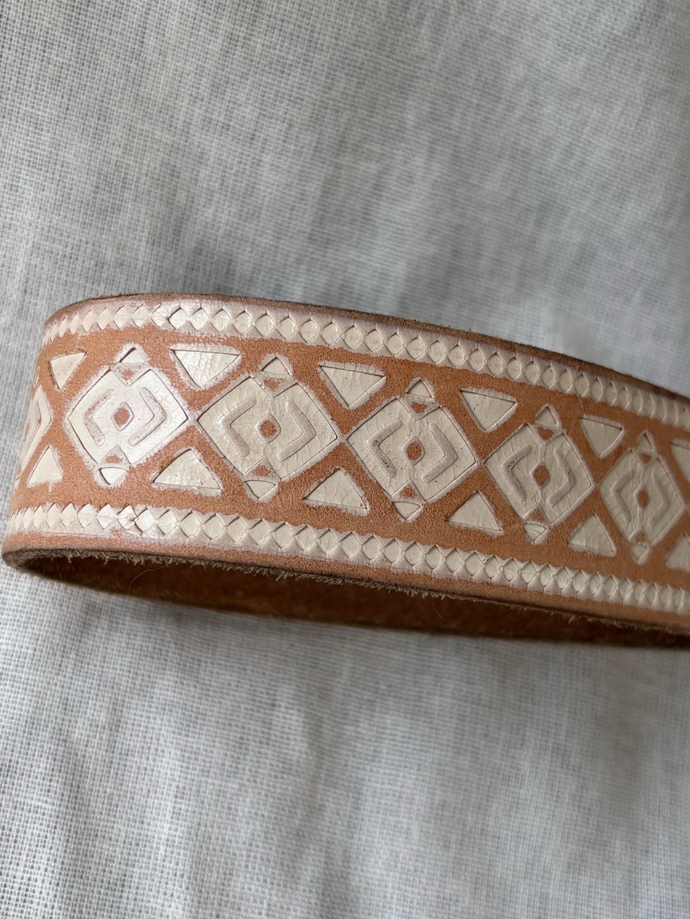 Lucky Brand Embossed Leather Belt Womens M Antique Brass Buckle Western 1.5” - Picture 5 of 14